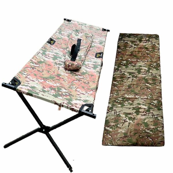 Military folding bed 206x72 cm with mattress, multicam / pixel