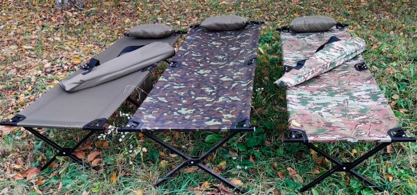 Army folding bed size 206x72 cm with pocket and pillow Kit Olive