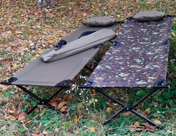 Army folding bed size 206x72 cm with pocket and pillow Kit Olive
